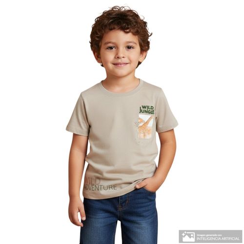 Camiseta beige estampada para niño