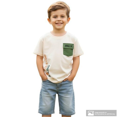 Camiseta beige estampada para niño