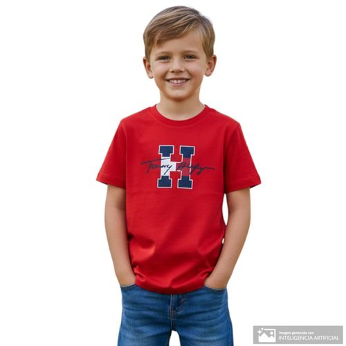 Camiseta roja con estampado para niño