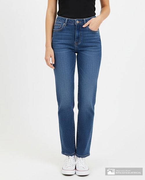 Jeans Most Wanted straight azul de cintura alta para mujer