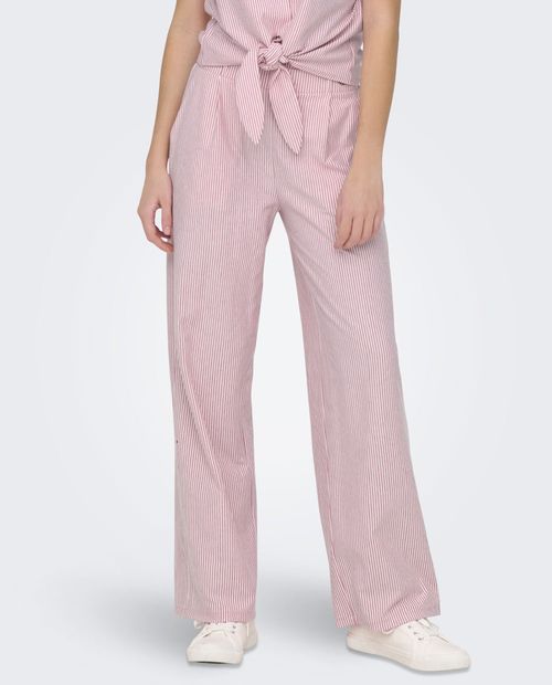 Pantalón JDY wide leg rayado largo 32" de cintura alta para mujer