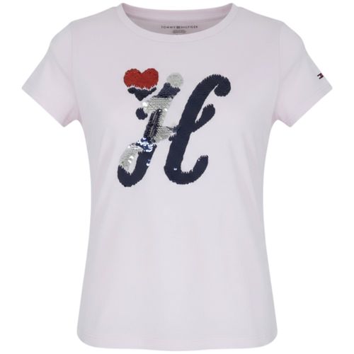 Blusa rosada con lentejuelas para niña