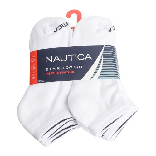 Pack de 6 pares de calcetines low cut Nautica blancas sólidos para hombre