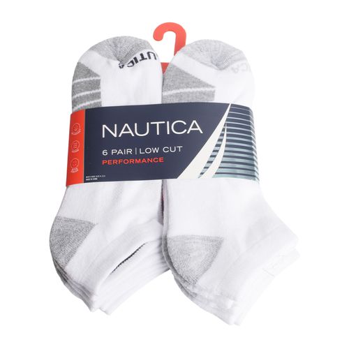 Pack de 6 pares de calcetines low cut Nautica blancos rayados para hombre