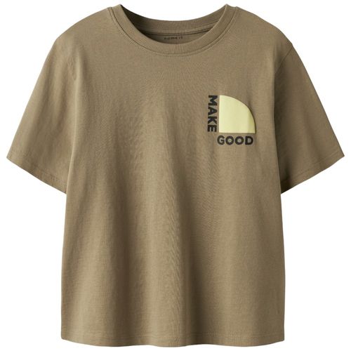 Camiseta café estampada Make Good para niño