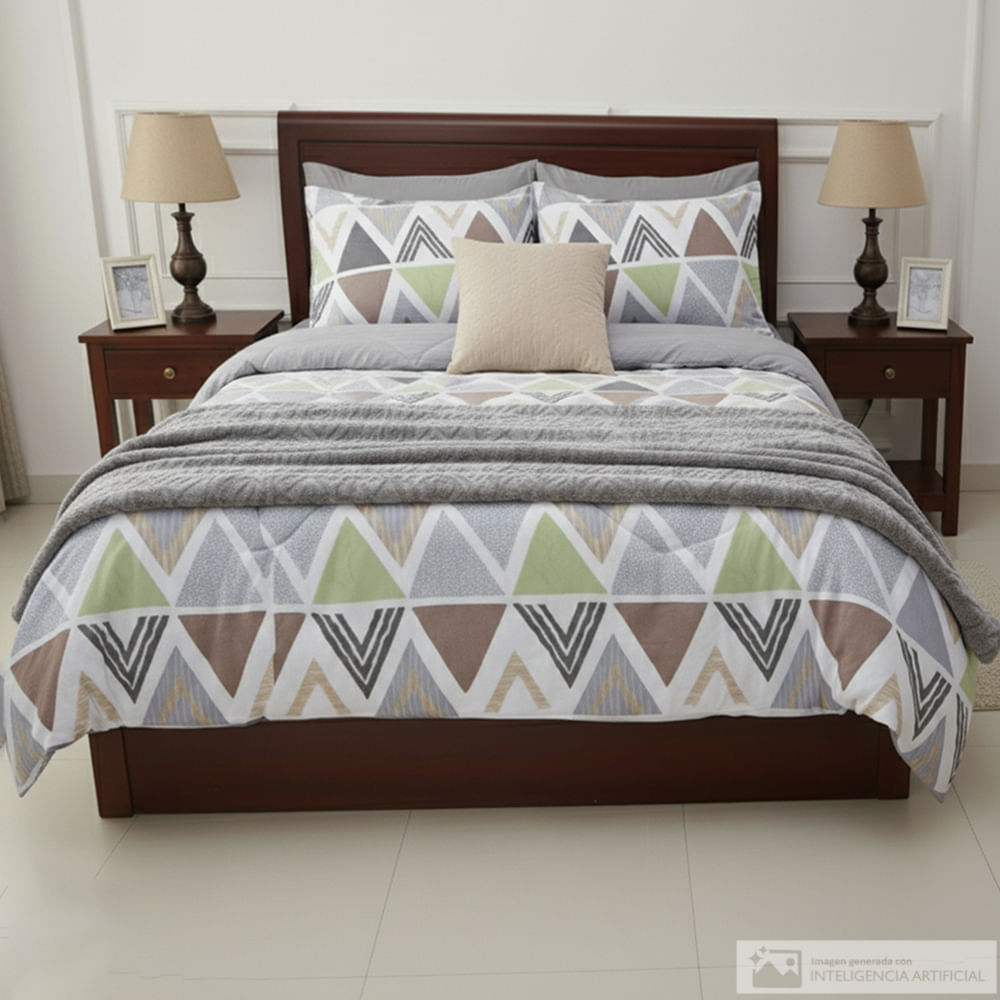Edredón Detalles de poliéster estampado zigzag + frazada, image size:1000x1000