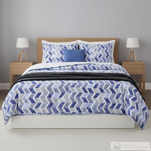 Edredón Detalles de poliéster estampado zigzag + frazada