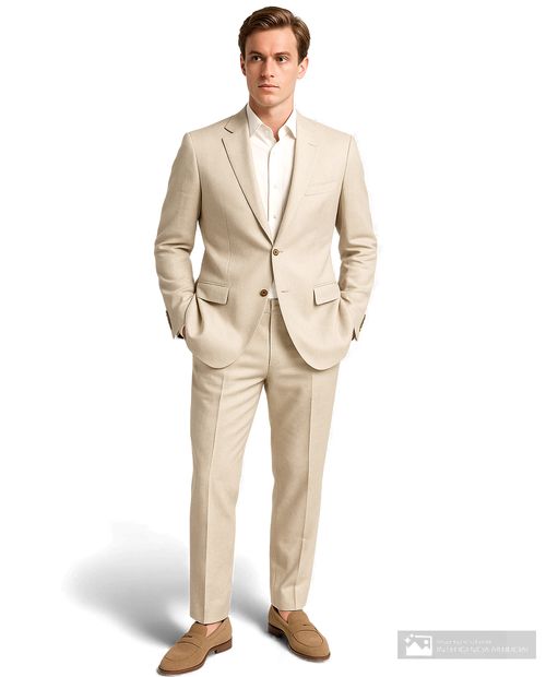 Traje Oscar de la Renta classic fit beige heather para hombre