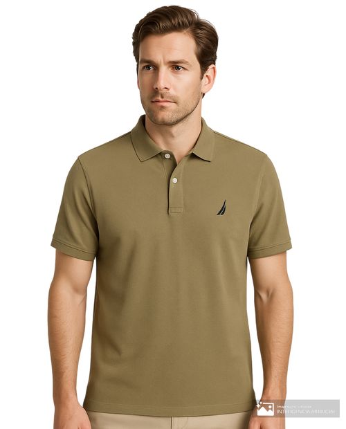 Camisa polo Nautica classic fit verde olivo texturizada para hombre