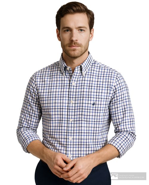Camisa casual Nautica classic fit multicolor cuadriculada para hombre
