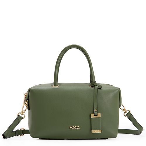 Cartera satchel H&Co Tamara color verde para mujer