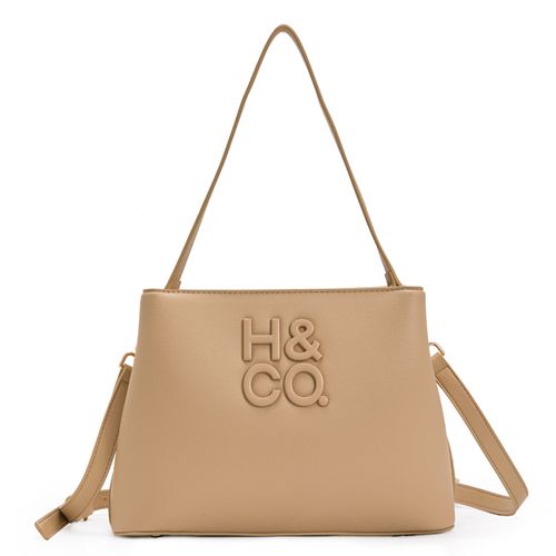 Cartera satchel H&Co Sofiya color café para mujer