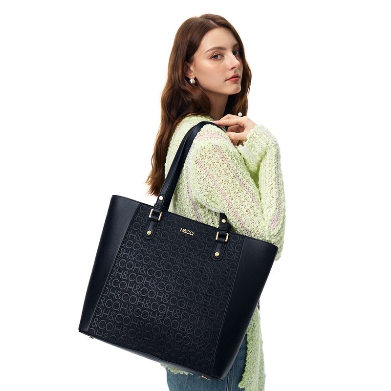 Set de carteras tote/crossbody H&Co Nelli color negro para mujer ...