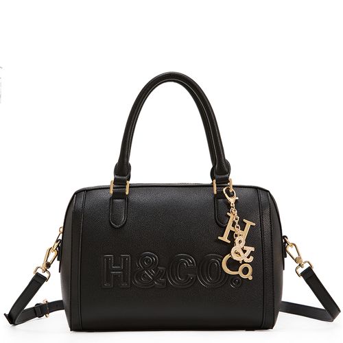 Cartera satchel H&Co Katerina color negro para mujer