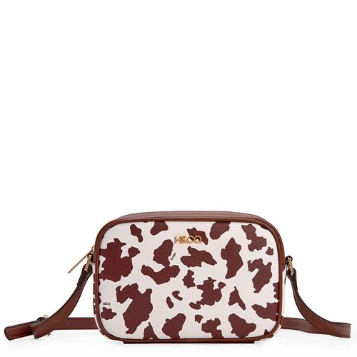 Cartera crossbody H&Co estampado vaca para mujer