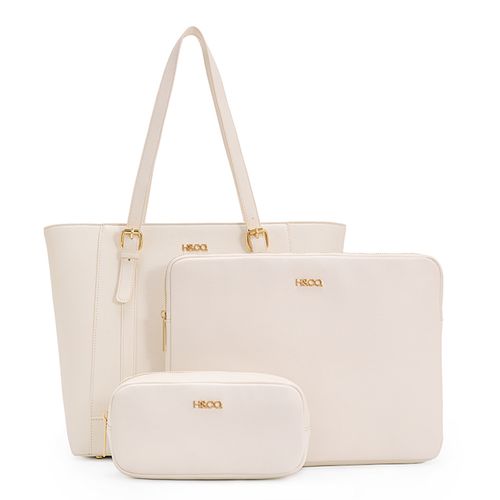 Trio de carteras tote/crossbody H&Co color blanco para mujer