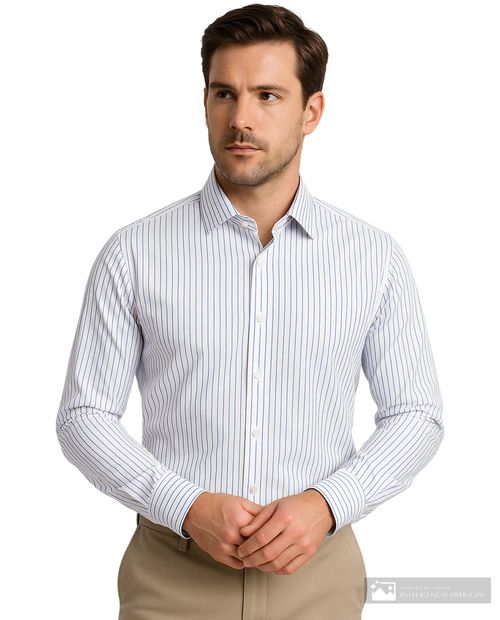 Camisa de vestir Unexpected slim fit blanco/azul rayada para hombre