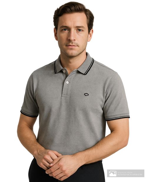 Camisa polo básica Oscar de la Renta gris ringer para hombre