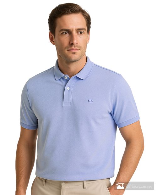 Camisa polo básica Oscar de la Renta celeste ringer para hombre