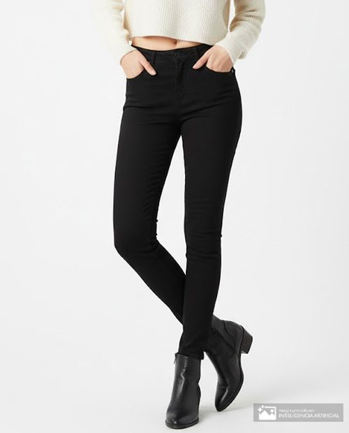 Jeans Unexpected skinny negro de cintura alta para mujer