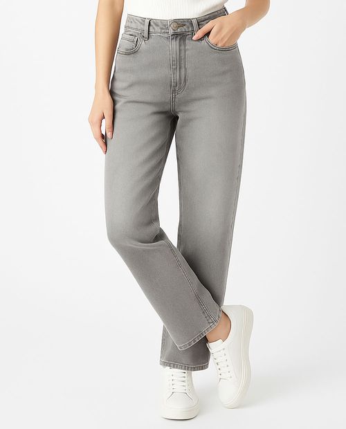 Jeans Unexpected straight gris de cintura alta para mujer