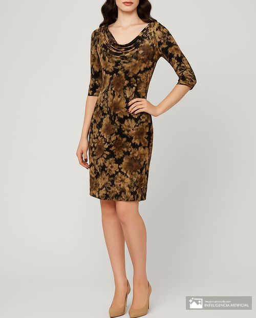 Vestido Connected Apparel formal estampado manga 3/4 para mujer