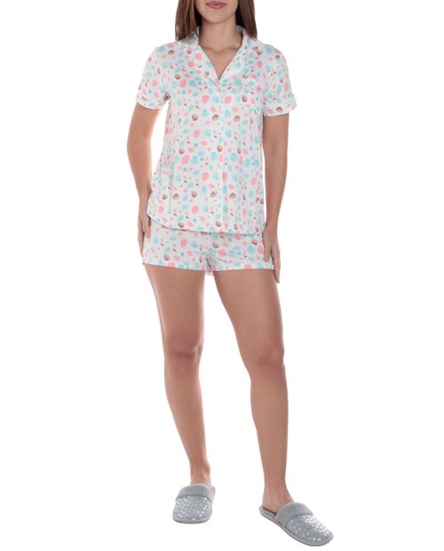 Pijama con short Couture estampada para mujer