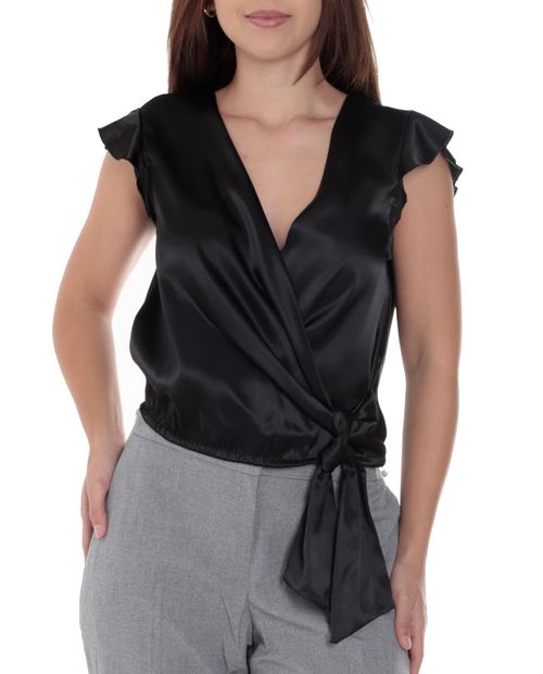 Blusa Tash & Sophie formal negra manga corta para mujer