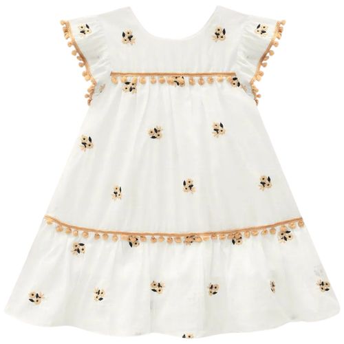 Vestido blanco estampado para niña