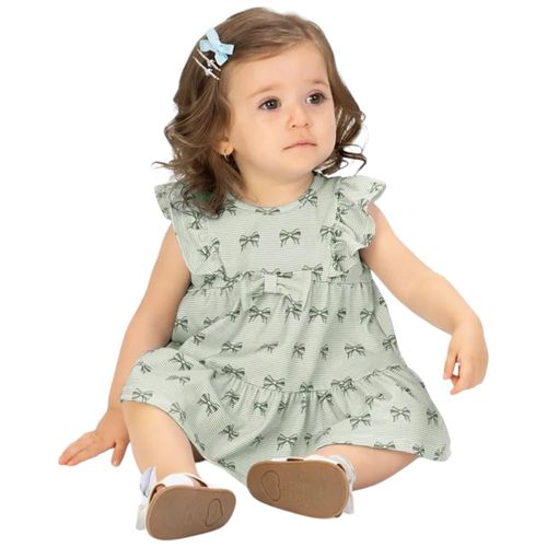 Vestido verde estampado para niña bebé