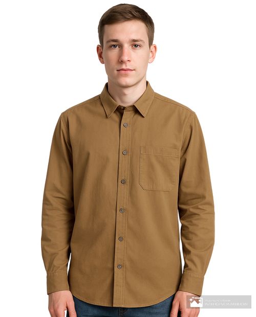 Camisa casual Orange khaki lavada para hombre