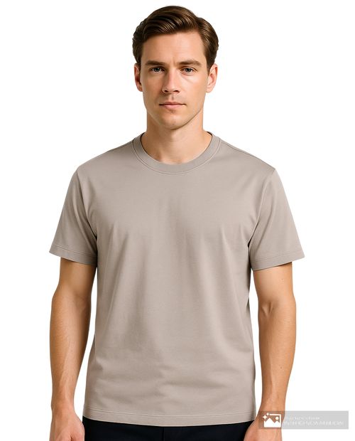 Camiseta Oscar de la Renta classic fit beige sólida para hombre