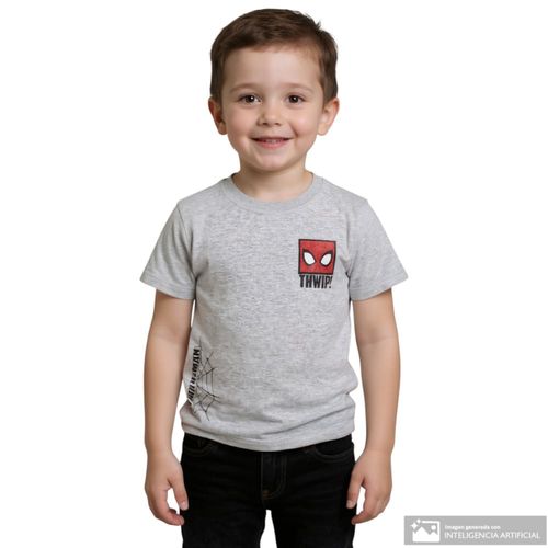 Camiseta gris con estampado para niño