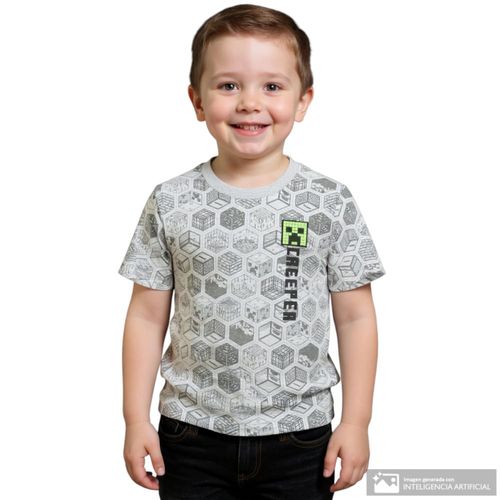 Camiseta gris con estampado para niño