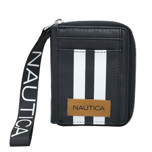 Billetera zip around Nautica color negro para mujer