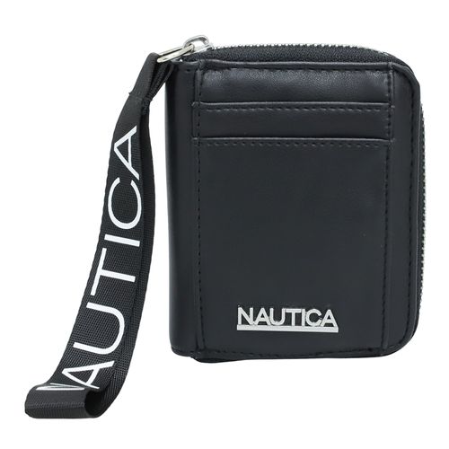 Billetera zip around Nautica color negro para mujer