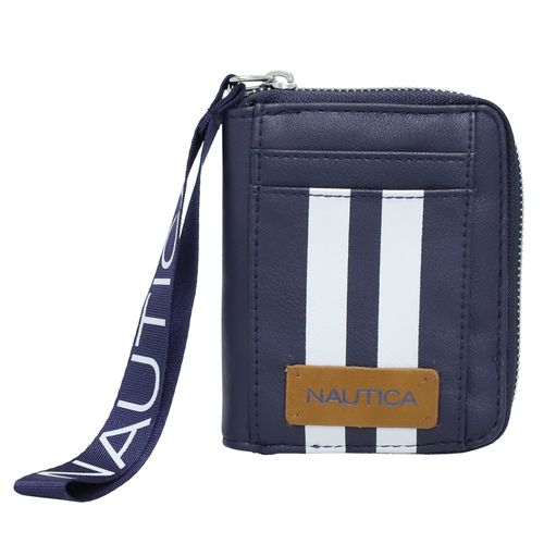 Billetera zip around Nautica color azul para mujer