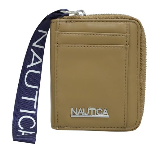 Billetera zip around Nautica color café para mujer