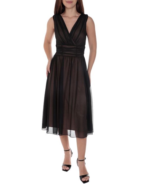 Vestido Connected Apparel formal café sin mangas para mujer