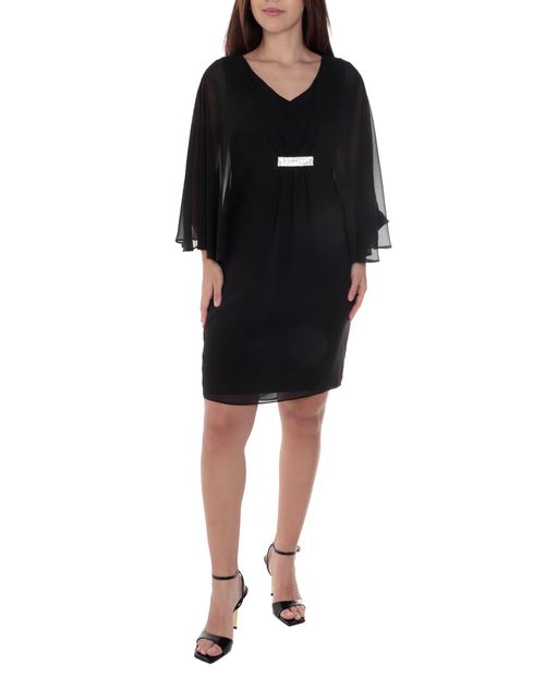Vestido Connected Apparel formal negro manga larga para mujer