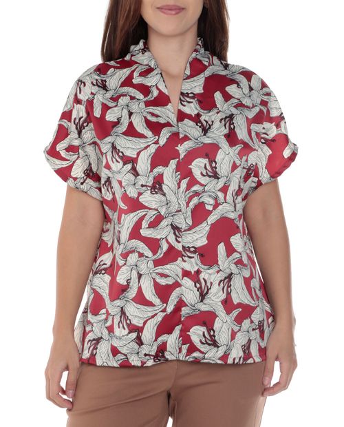 Blusa Nicolle formal estampada manga corta para mujer