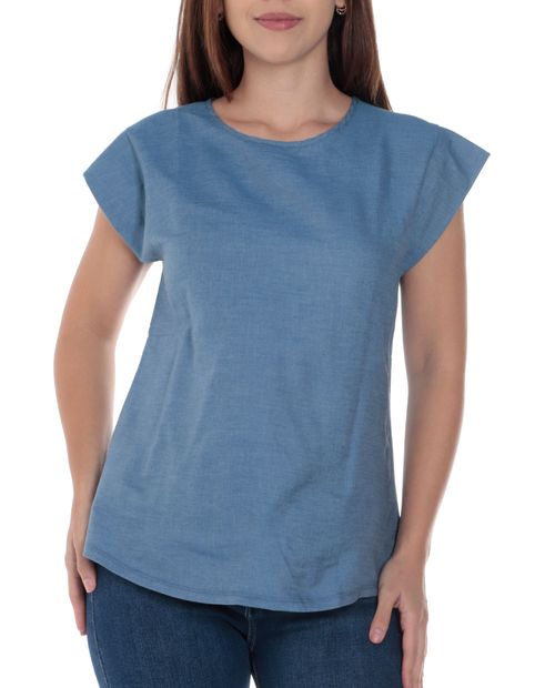 Blusa Nicolle casual denim manga corta para mujer