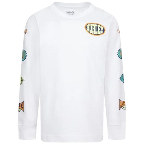 Camiseta blanca Hurley manga larga estampada para niño