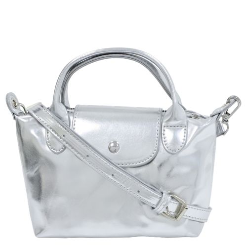 Cartera satchel Unexpeted color plateado para mujer