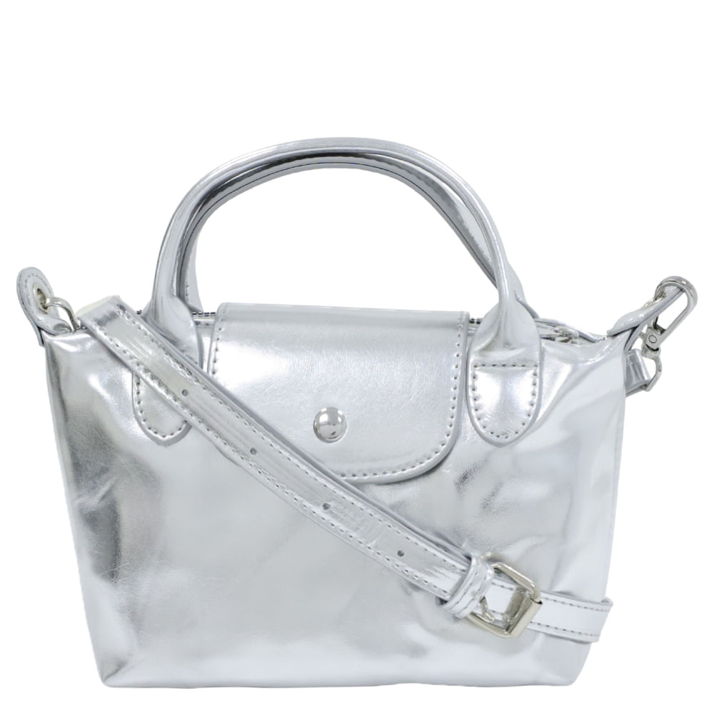 Cartera satchel Unexpeted color plateado para mujer