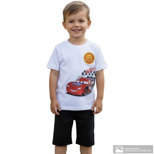 Camiseta blanca con estampado de Rayo Mcqueen para niño