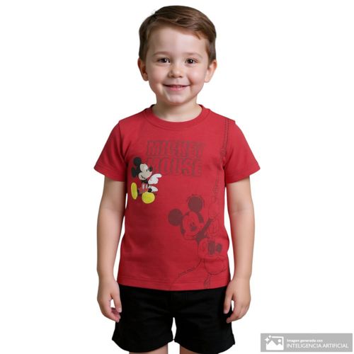Camiseta roja con estampado de Mickey Mouse para niño