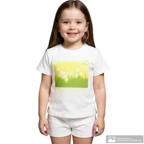 Camiseta blanca estampada para niña