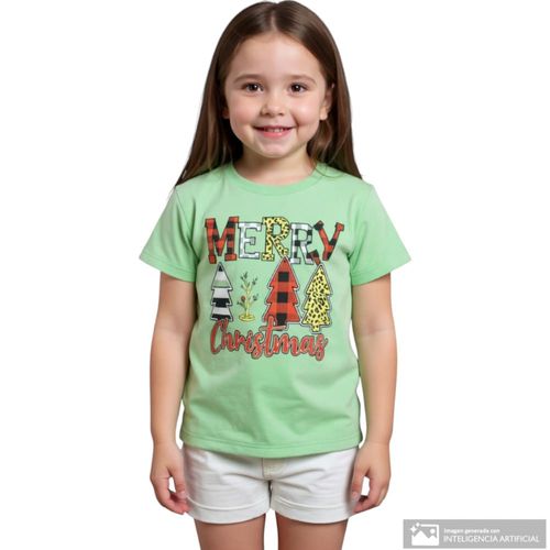 Camiseta verde estampada para niña