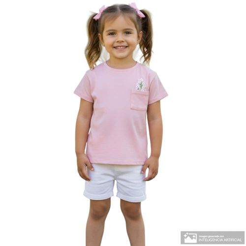 Camiseta rosada estampada para niña